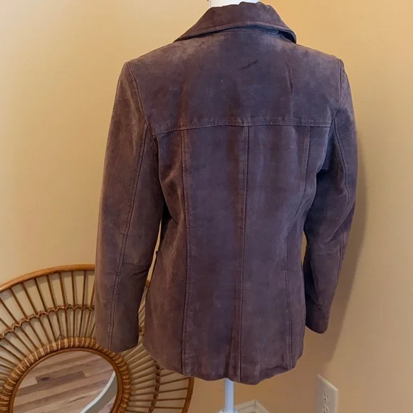 Vintage 90’s Suede Blazer Coat Cocoa Brown Chocolate Wilsons Leather women Small - Picture 13 of 16